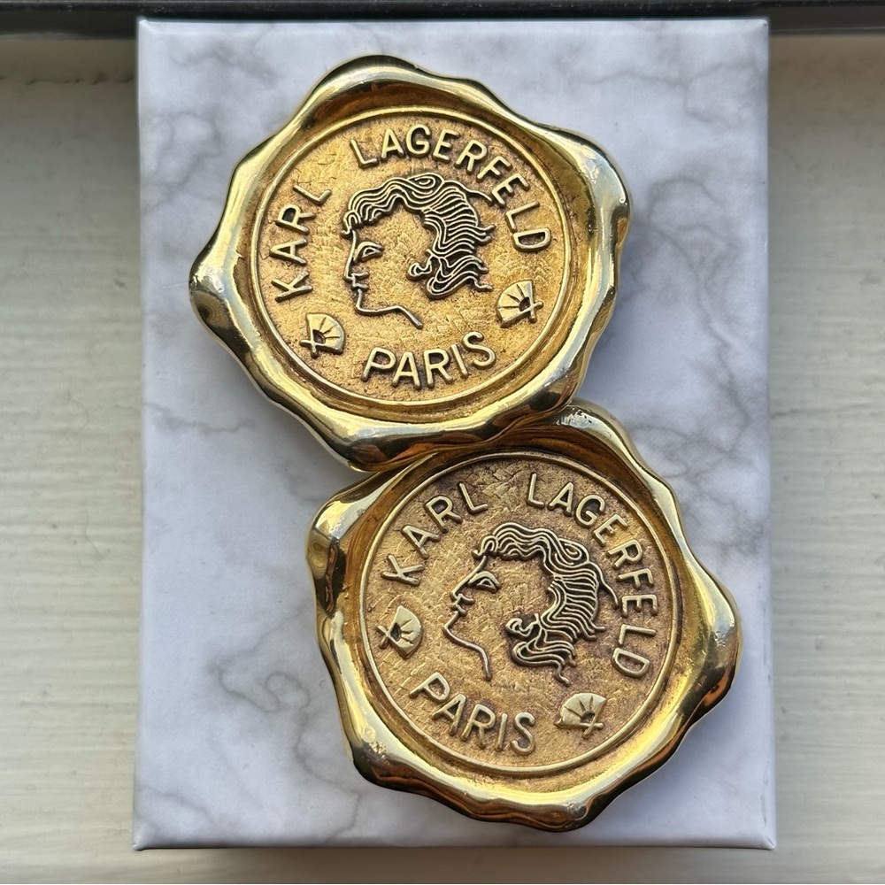 Rare Vintage Karl Lagerfeld Wax Seal Earrings. Circa 1990s | FREE SHIPPING